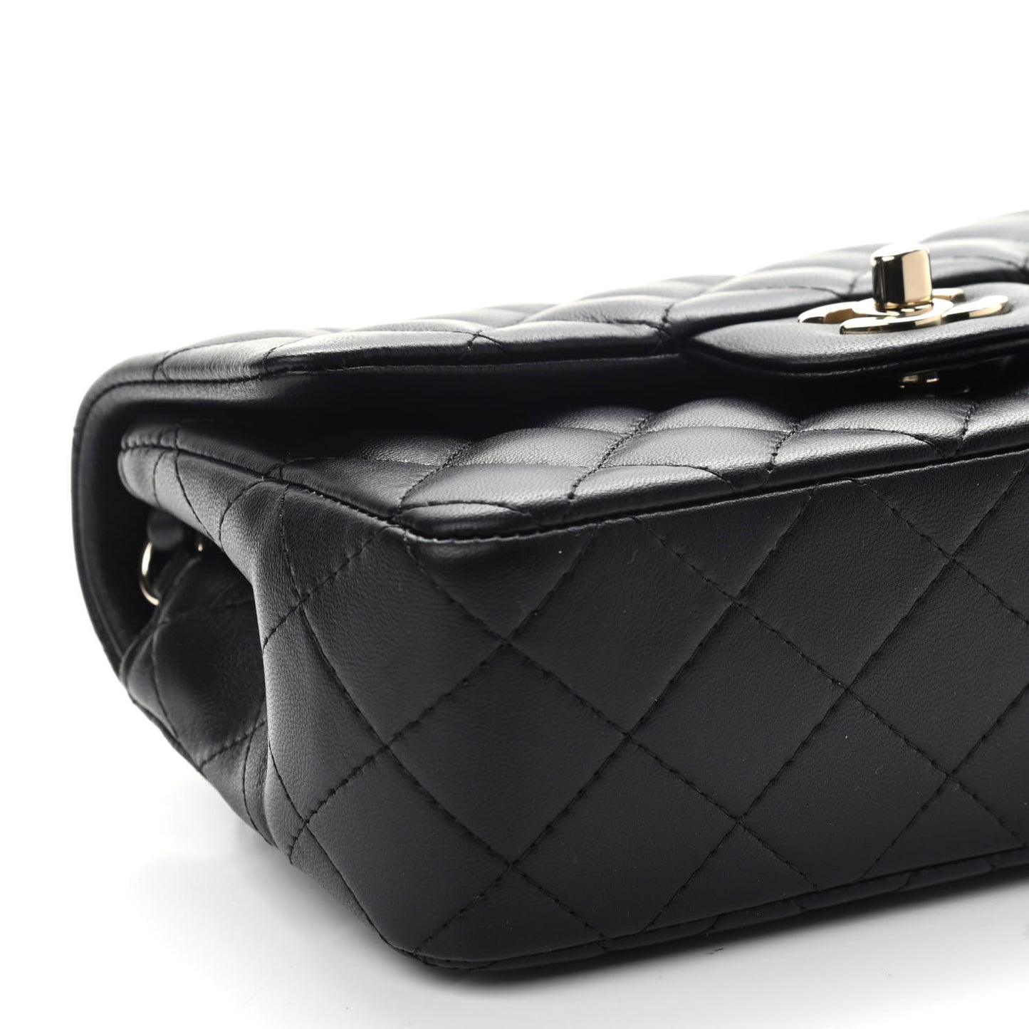 Lambskin Quilted Mini Rectangular Flap Black