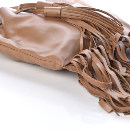 Prada Soft Calf Drawstring Fringe Crossbody Tan 8 of 9