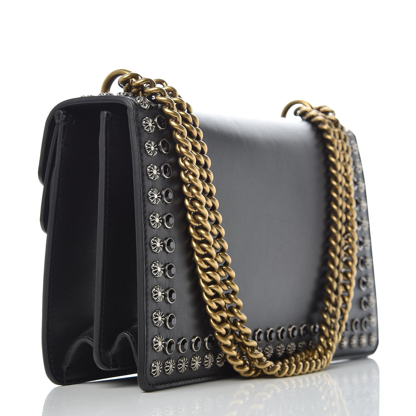 Calfskin Studded Small Dionysus Shoulder Bag Black