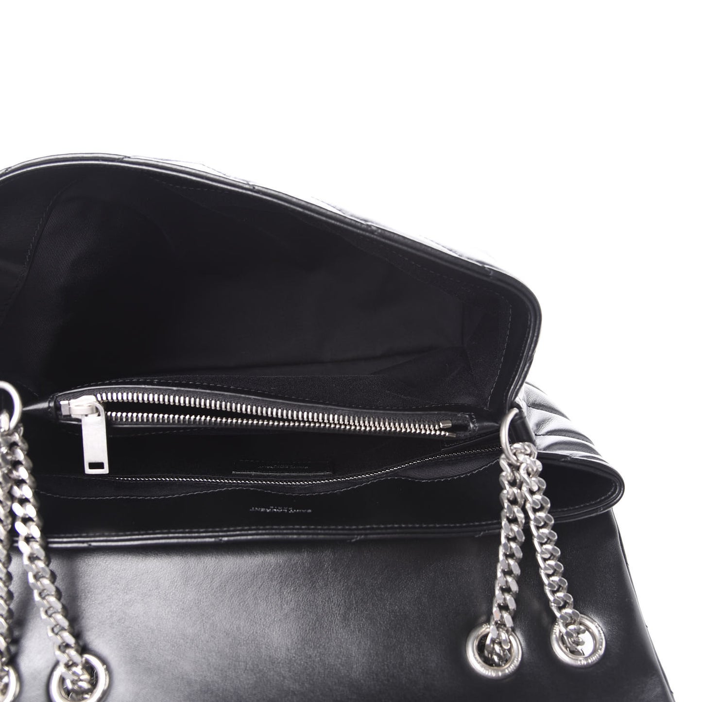 Calfskin Y Quilted Monogram Medium Loulou Chain Satchel Black