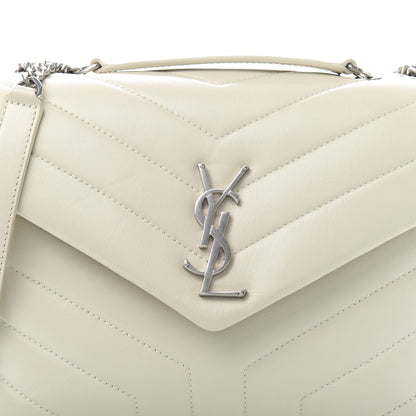Saint Laurent Calfskin Y Quilted Monogram Small Loulou Chain Satchel Ivory 12 of 12