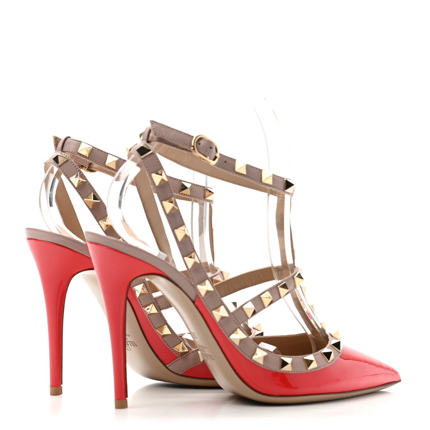 Valentino Garavani Patent Nappa Rockstud Ankle Strap 100mm Pumps 36.5 Deep Orange Poudre 4 of 7