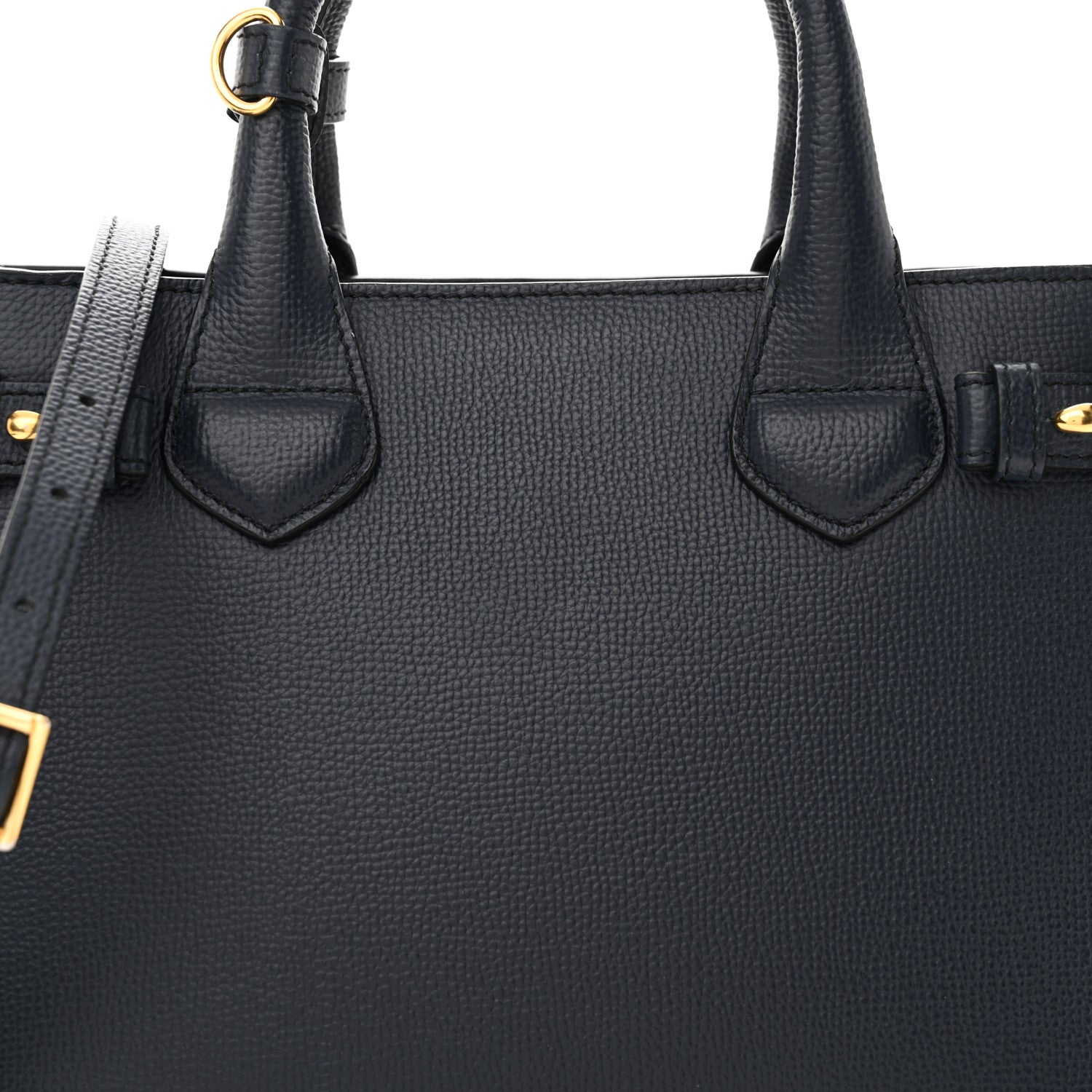 Burberry Derby Calfskin House Check Small Banner Tote Ink Blue 10 of 13
