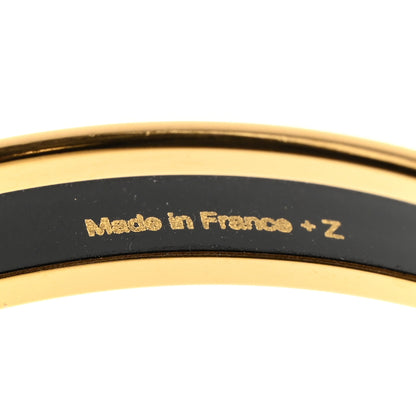 Hermes Printed Enamel Narrow lOP'H Bracelet 65 Orfevre Jaune White 5 of 6