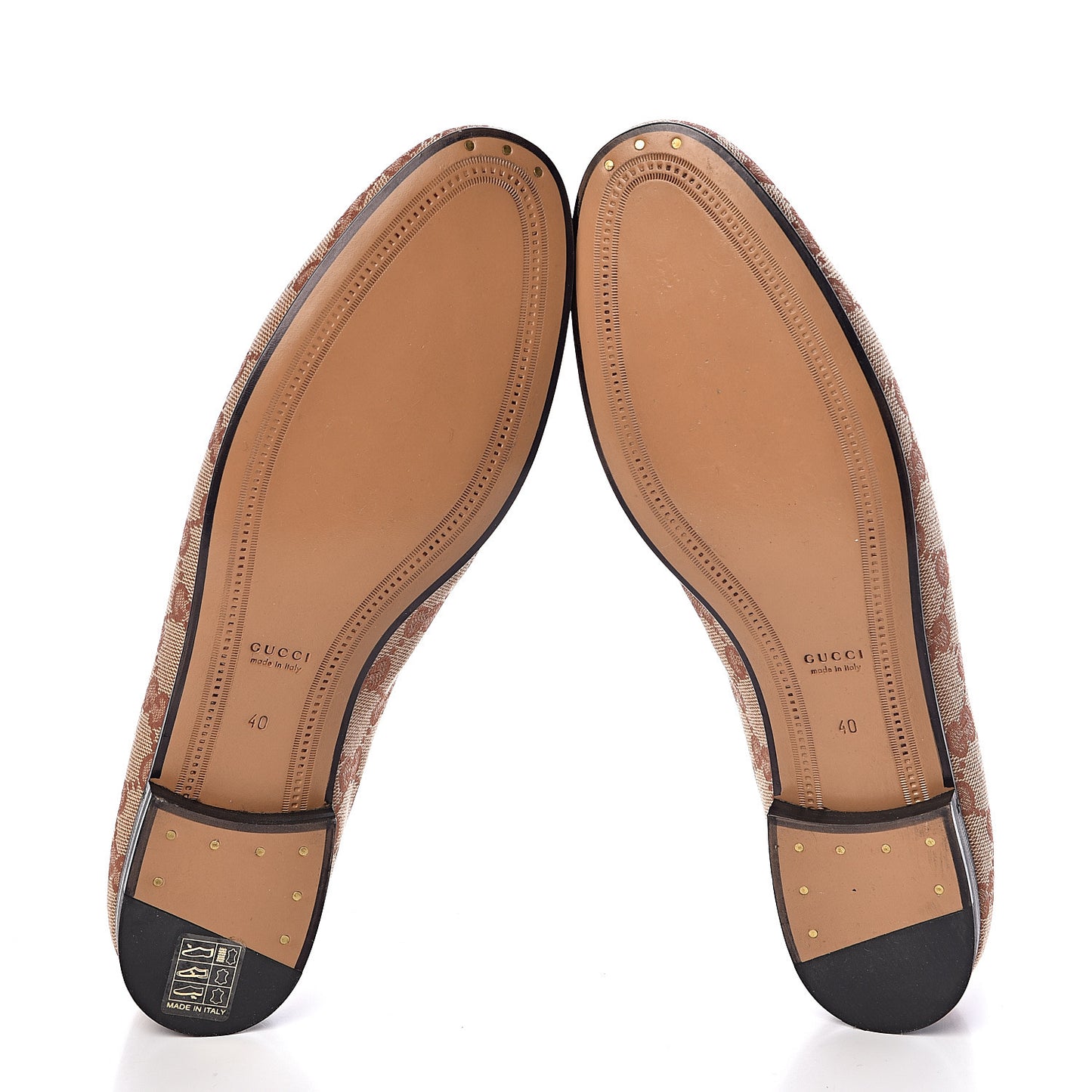 Canvas GG Monogram Horsebit Womens Jordaan Loafers 40 Beige Ruggine Rust