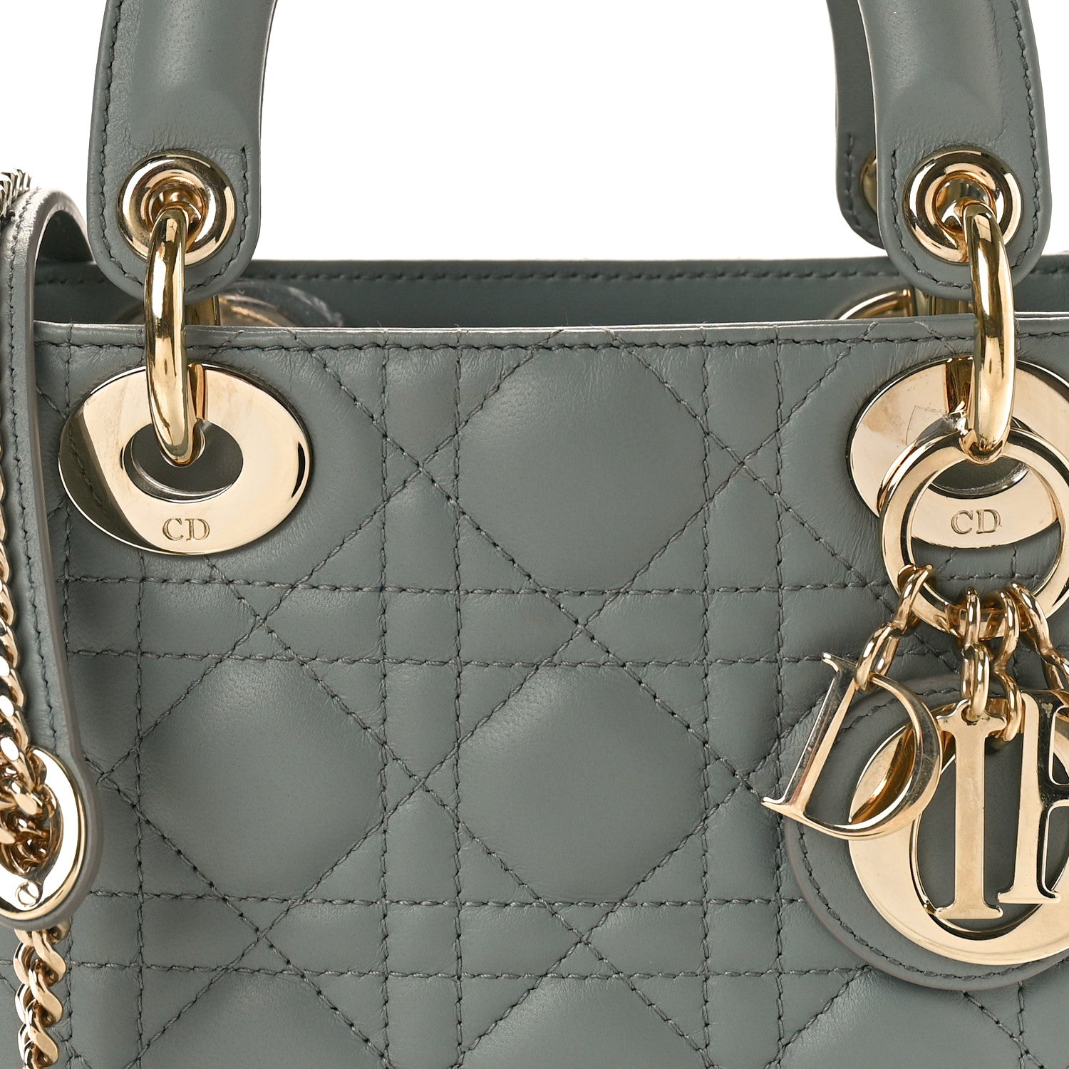 Christian Dior Lambskin Cannage Mini Lady Dior Grey 7 of 9