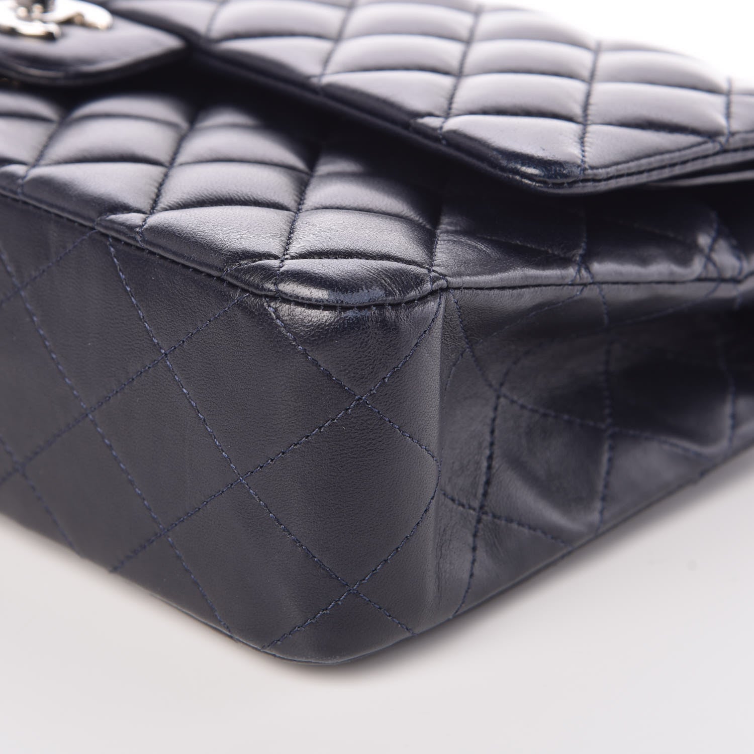 Chanel Lambskin Quilted Medium Double Flap Navy 10 of 11