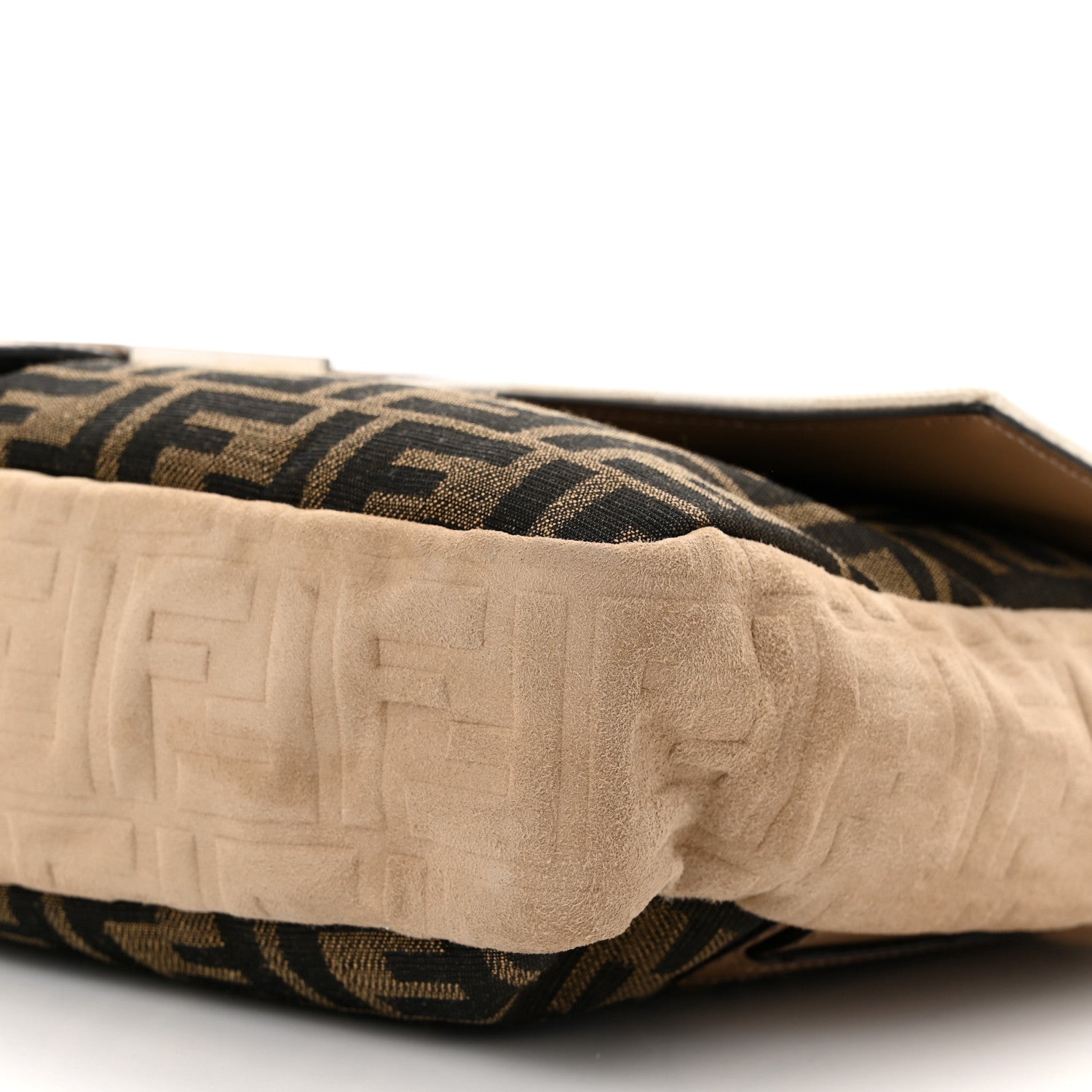 Fendi Fabric Jacquard Canvas Vitello Grace Pequin FF 1974 Large Convertible Baguette Tobacco Moro Grezzo Sand 10 of 10
