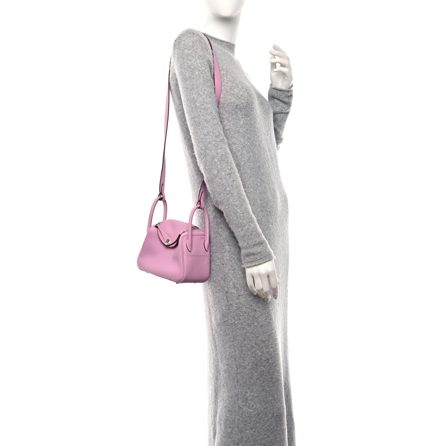 Hermes Taurillon Clemence Mini Lindy 20 Mauve Sylvestre 2 of 10