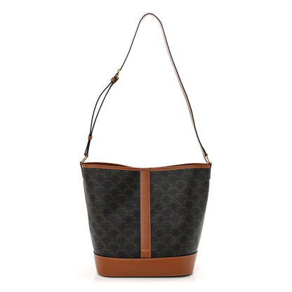 Celine Triomphe Canvas Calfskin Medium Bucket Bag Tan 1 of 10