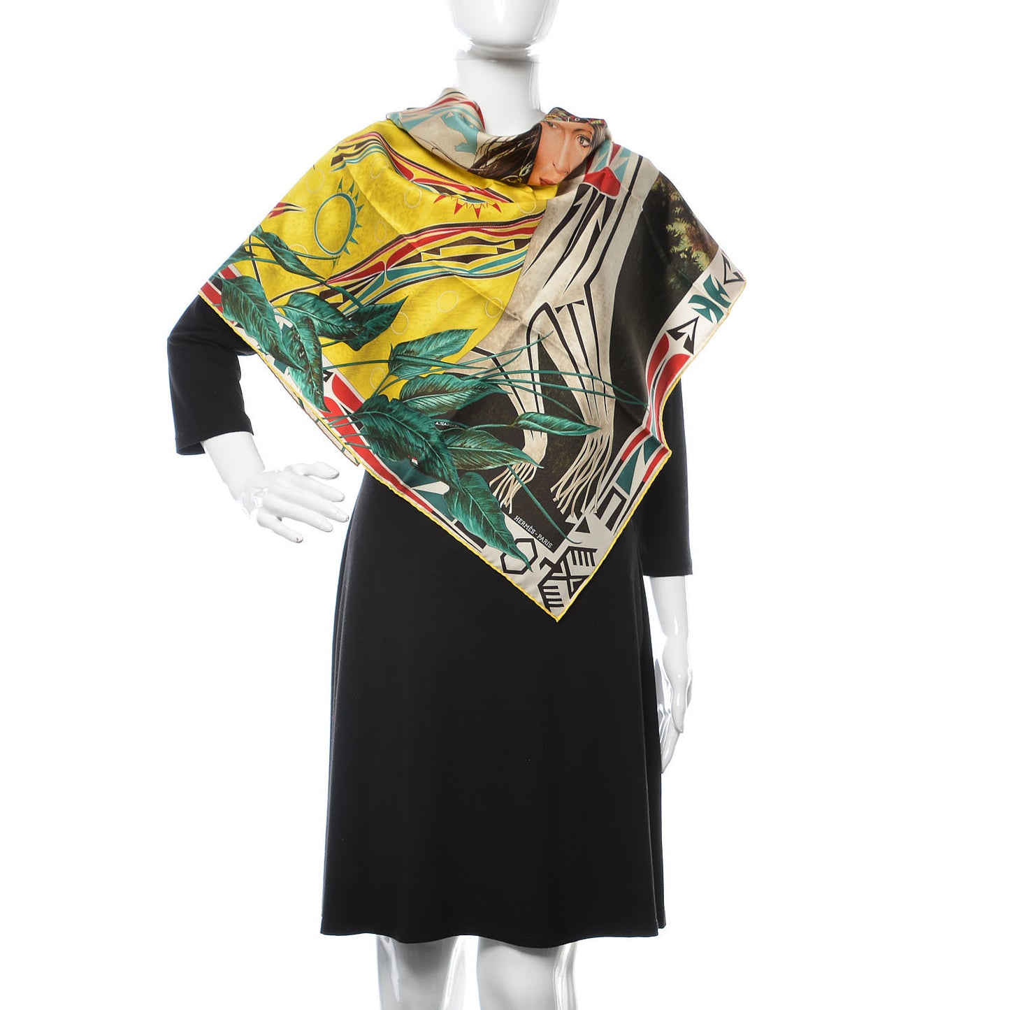 Silk Wako Ni Scarf 90 Jaune Vert Rouge