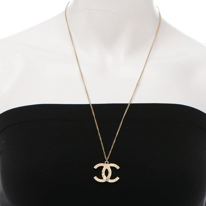 Chanel Pearl Crystal Leaf CC Necklace Gold 2 of 5