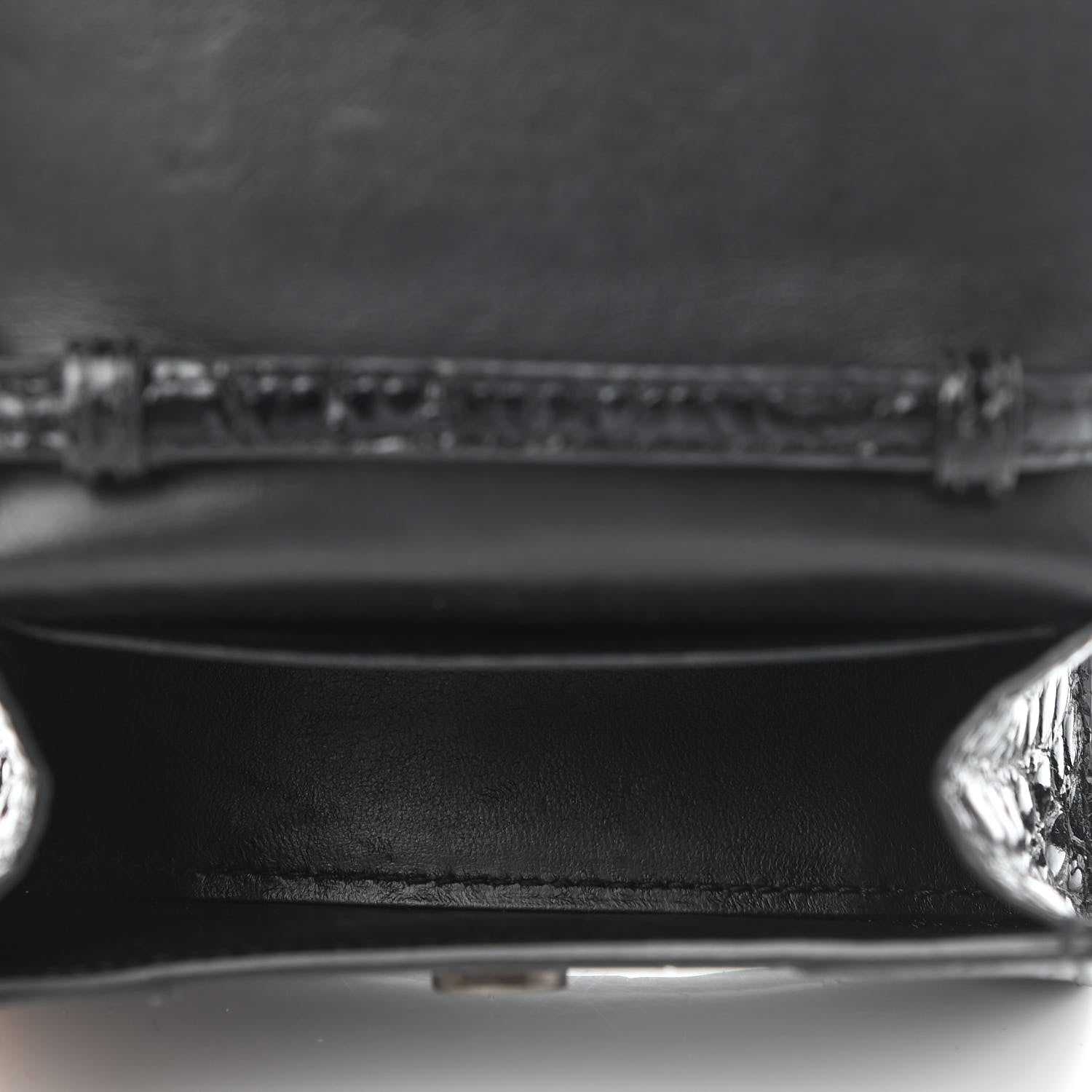 Balenciaga Shiny Calfskin Monochrome Crocodile Embossed Hourglass Top Handle Bag Mini Black 5 of 10