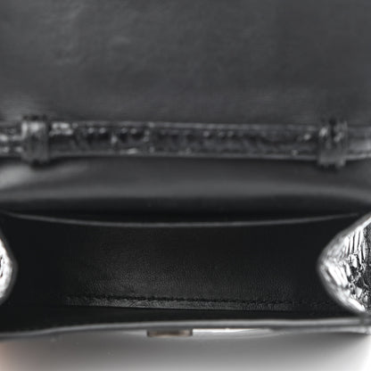 Balenciaga Shiny Calfskin Monochrome Crocodile Embossed Hourglass Top Handle Bag Mini Black 5 of 10