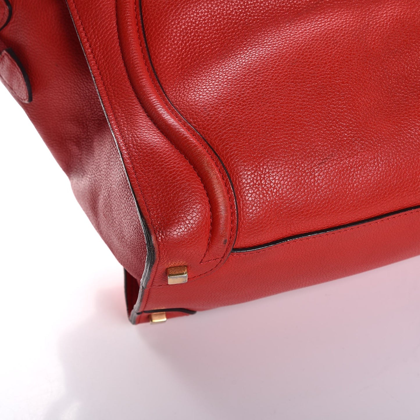 Drummed Calfskin Shoulder Luggage Red