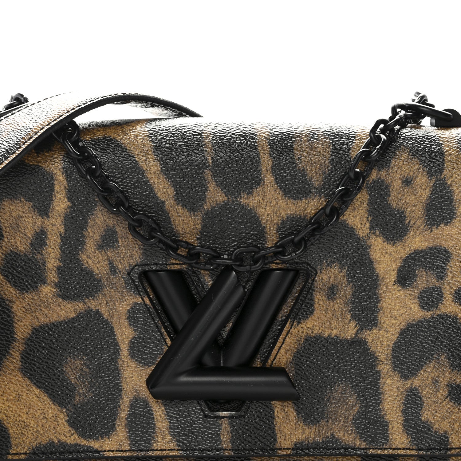 Louis Vuitton Calfskin Wild Animal Print Twist Shoulder Bag MM Marron 8 of 10