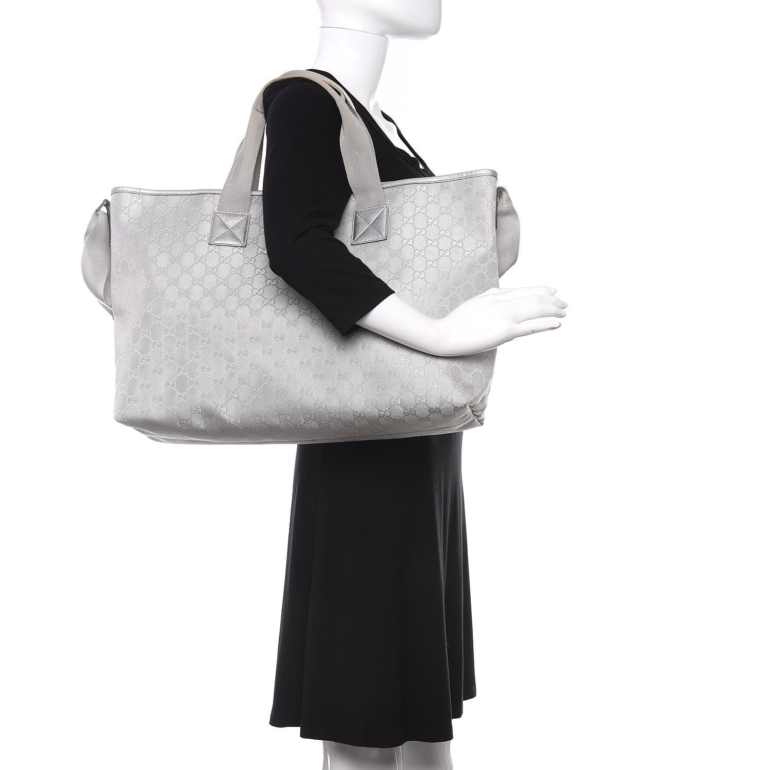 Gucci Metallic Monogram Travel Bag Silver 3 of 15