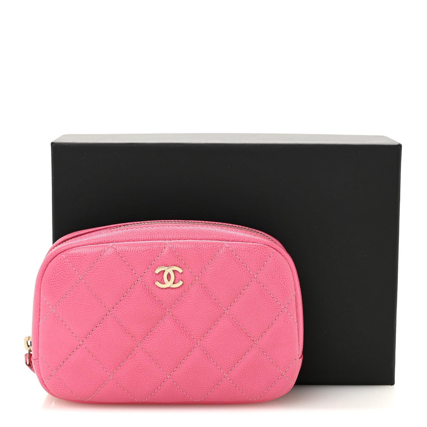 Chanel Caviar Quilted Small Curvy Pouch Cosmetic Case Pink 8 of 8