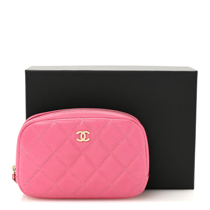 Chanel Caviar Quilted Small Curvy Pouch Cosmetic Case Pink 8 of 8