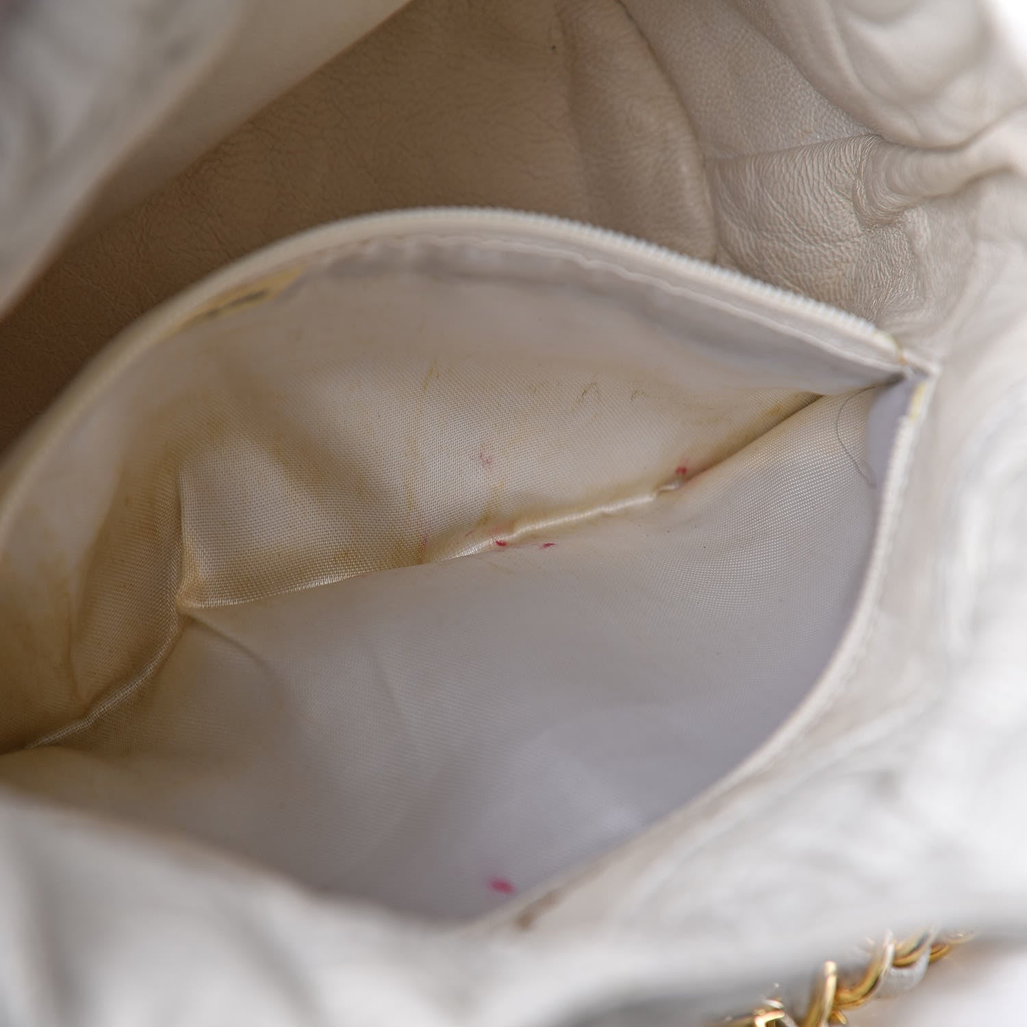 Chanel Ostrich Drawstring Pouch Bag White 10 of 18