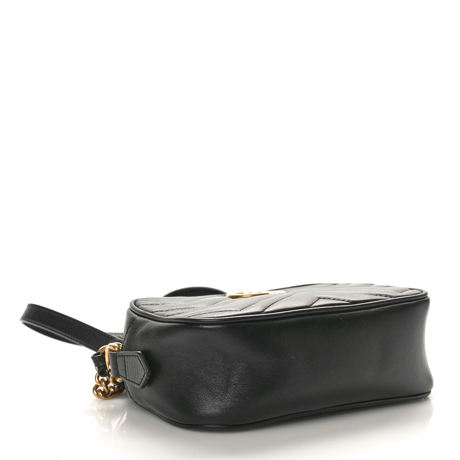 Gucci Calfskin Matelasse Mini GG Marmont Chain Shoulder Bag Black 4 of 10