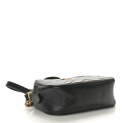 Gucci Calfskin Matelasse Mini GG Marmont Chain Shoulder Bag Black 4 of 10