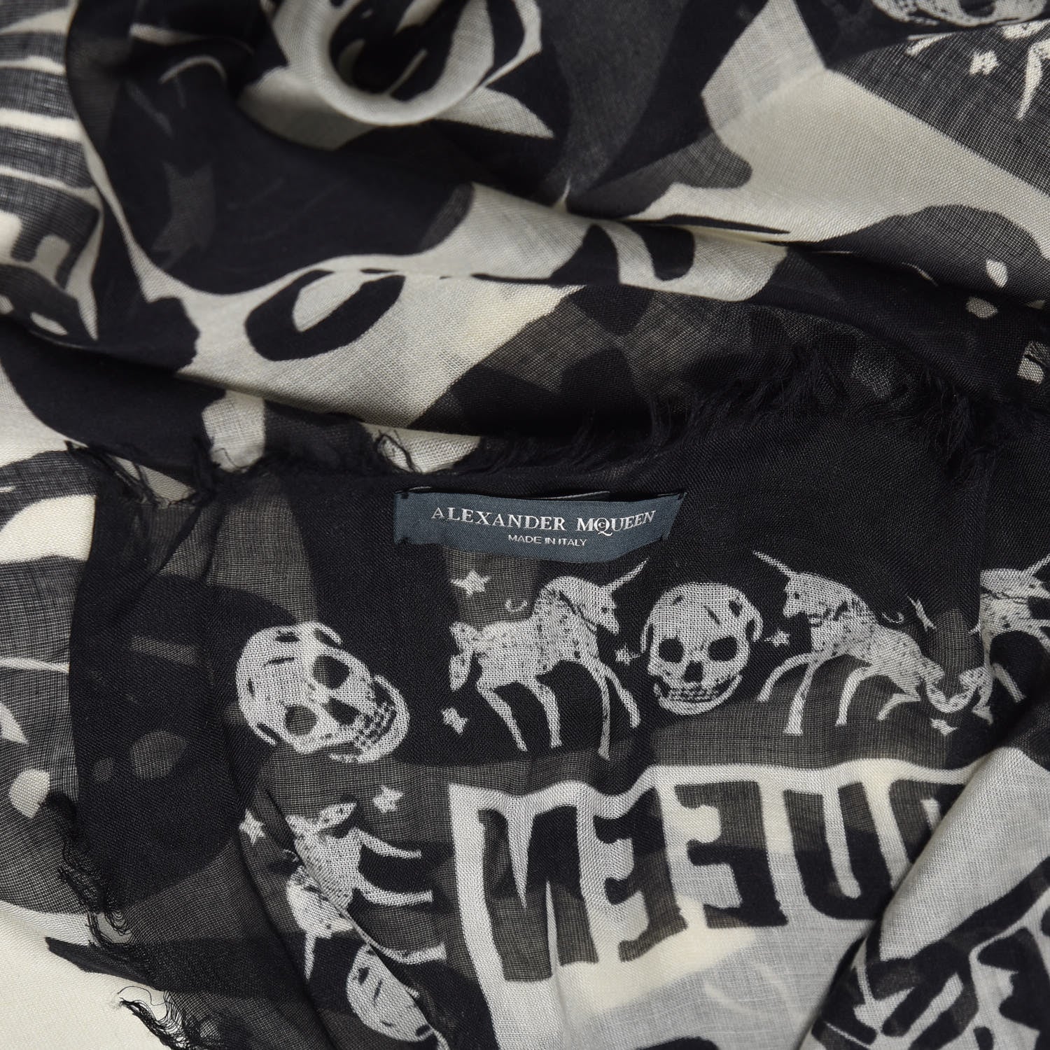 Alexander McQueen Modal Silk Fairy Tale Scarf Black White 4 of 4