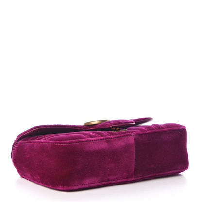 Gucci Velvet Matelasse Mini GG Marmont Shoulder Bag Fuchsia Violet Cyclamen 4 of 14