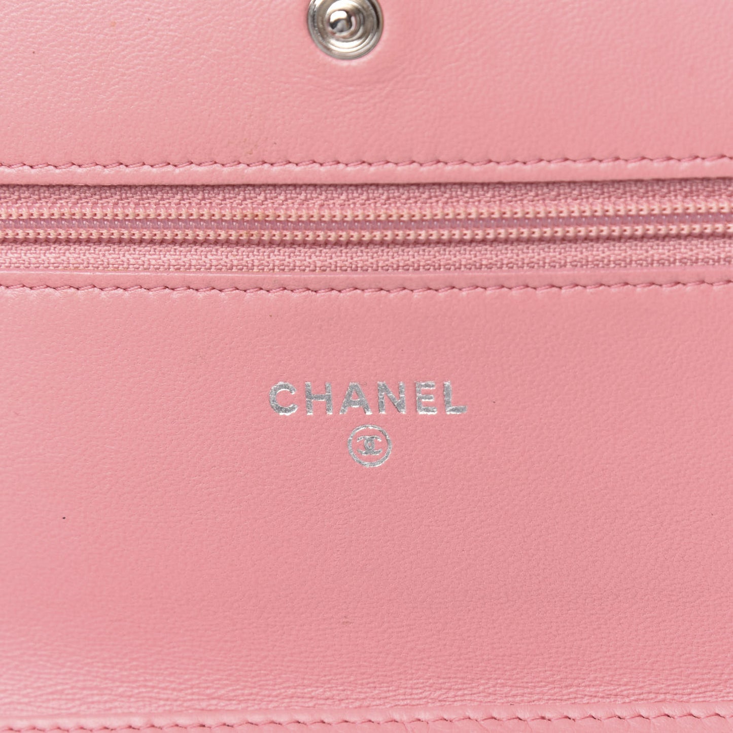Lambskin Camellia Embossed Wallet On Chain WOC Pink