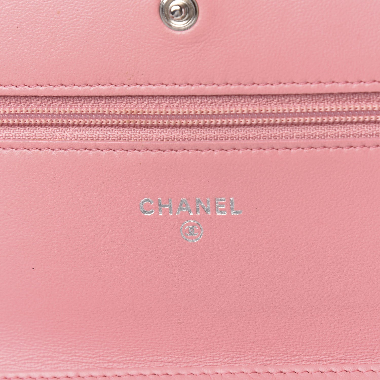 Chanel Lambskin Camellia Embossed Wallet On Chain WOC Pink 8 of 12