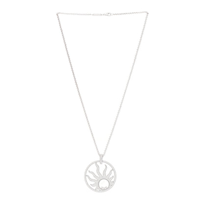 Chopard 18K White Gold Diamond Happy Diamonds Pave Happy Sun Pendant Necklace 3 of 7