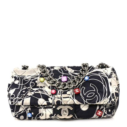 Chanel Satin Quilted Medium Kaleidoscope Flap Black White 1 of 11