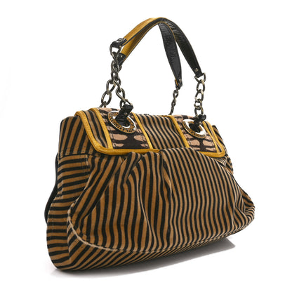 Fendi Velvet Calf Hair Pequin B Bag Tan Black 3 of 9
