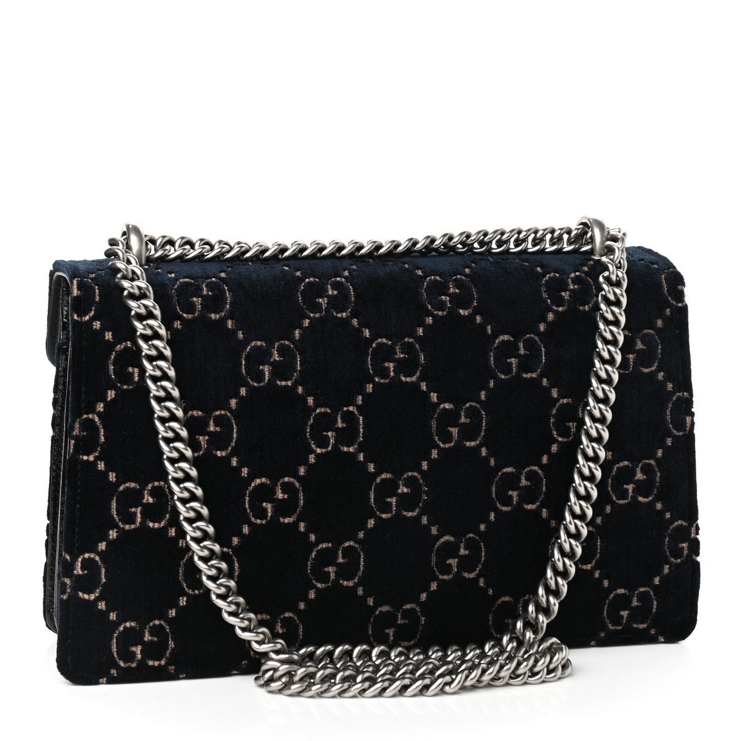 Velvet Skipper GG Monogram Small Dionysus Shoulder Bag Blue Beige Black