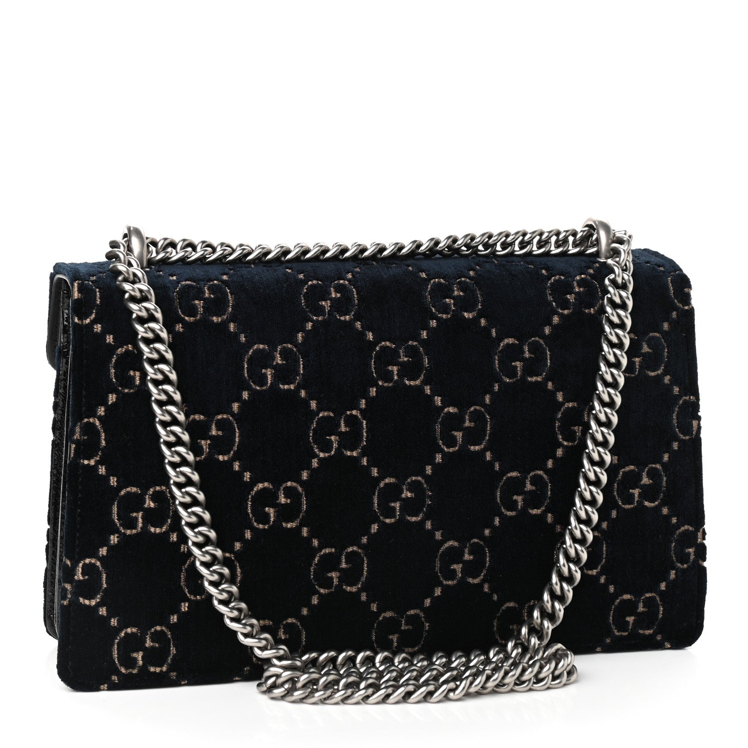 Gucci Velvet Skipper GG Monogram Small Dionysus Shoulder Bag Blue Beige Black 3 of 9