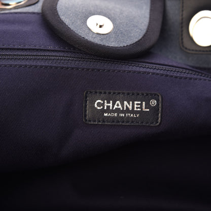 Chanel Canvas Sequin Large Deauville Tote Navy 6 of 12
