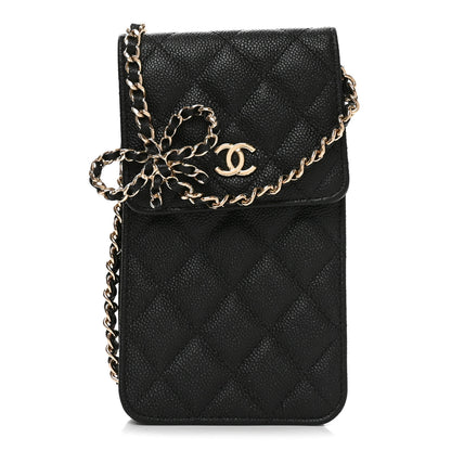 Chanel Caviar Quilted Bow Phone Holder Black 1 of 11