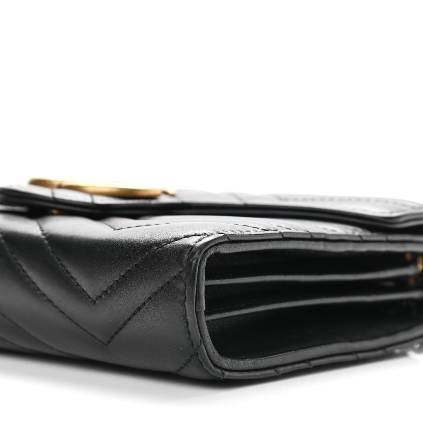 Calfskin Matelasse GG Marmont Chain Wallet Black