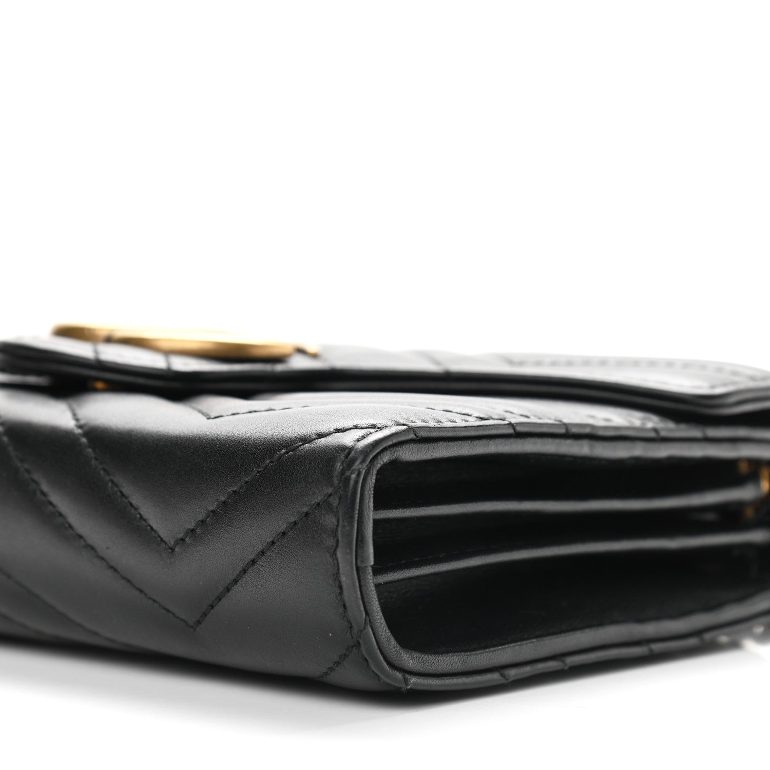Gucci Calfskin Matelasse GG Marmont Chain Wallet Black 10 of 11