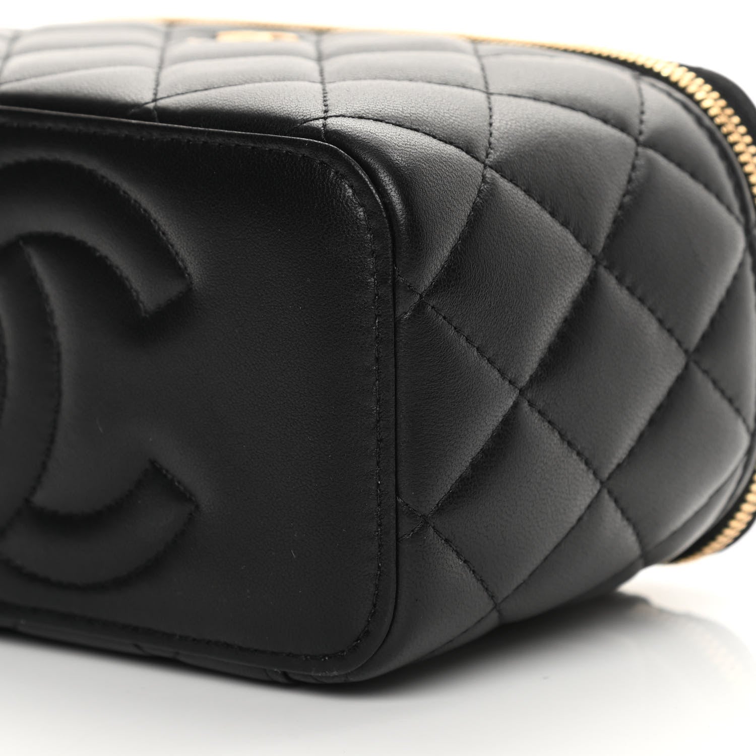 Chanel Lambskin Quilted Small Coco Vanity Case With Chain Black 11 of 12
