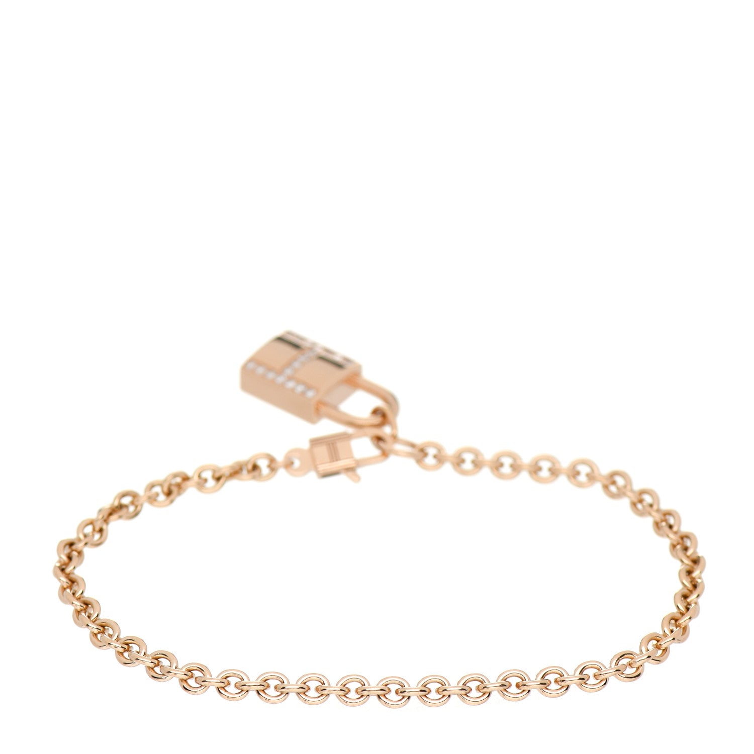 Hermes 18K Rose Gold Diamond Amulettes Cadenas Bracelet SH 3 of 5