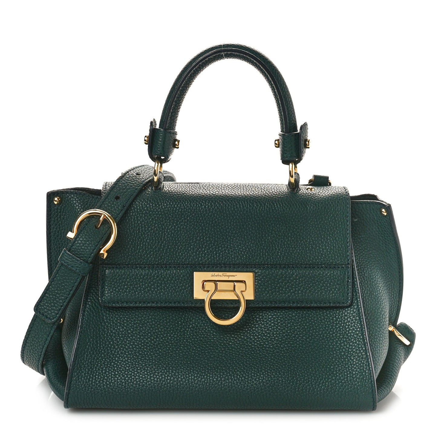 Grained Calfskin Sofia Satchel Dark Green