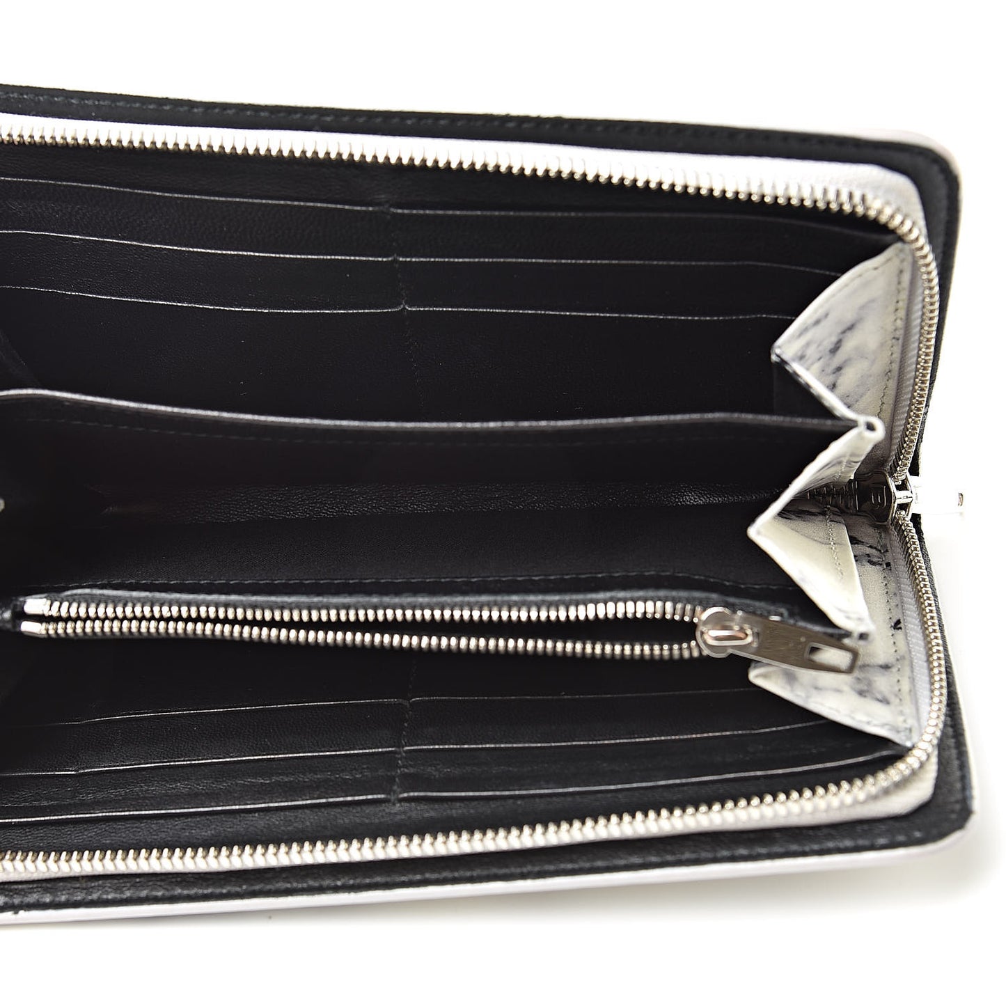 Veau Marbre Zip Around Wallet Blanc Marbre Black