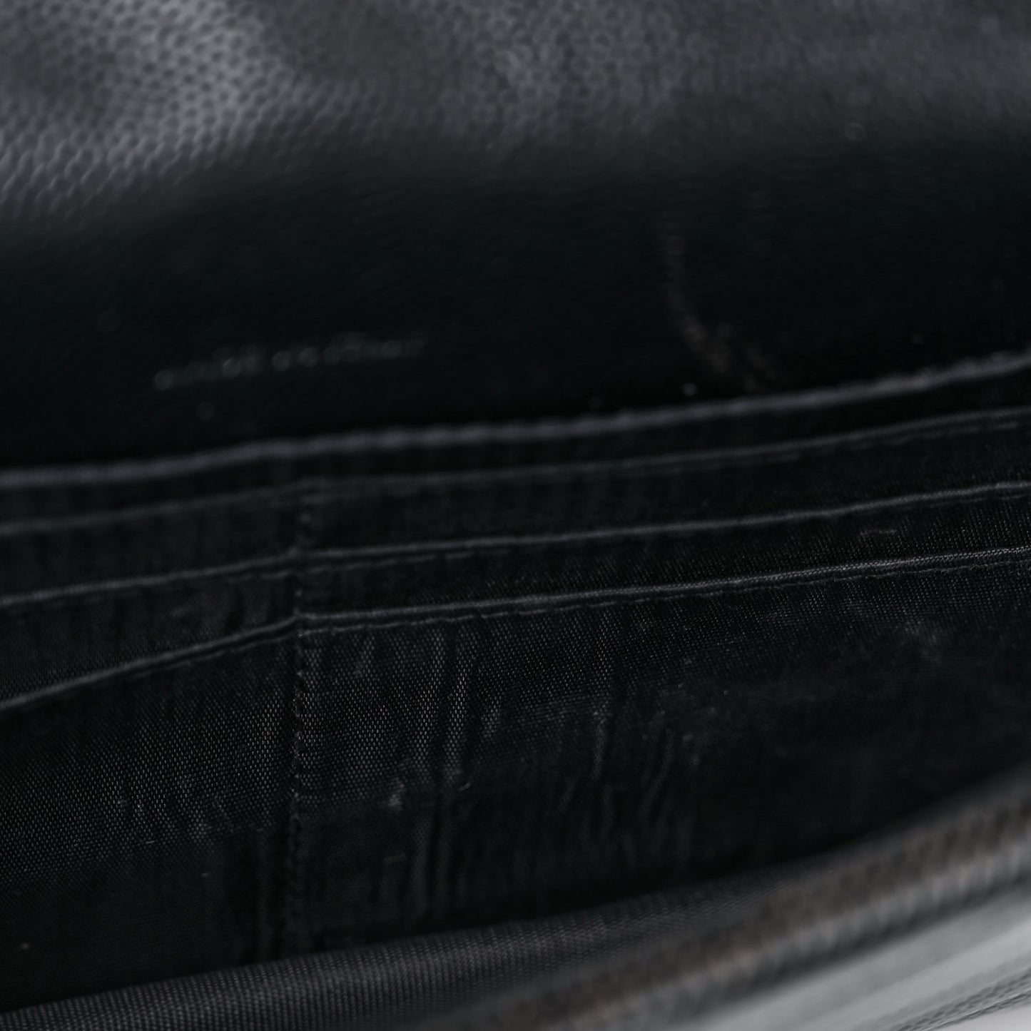 Grain De Poudre Matelasse Chevron Monogram Monochrome Envelope Chain Wallet Black