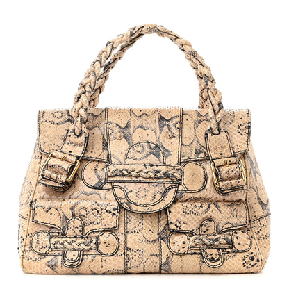 Valentino Garavani Snakeskin Braided Satchel Beige 1 of 11