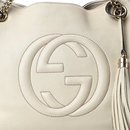 Gucci Pebbled Calfskin Medium Soho Chain Shoulder Bag Off White 16 of 16