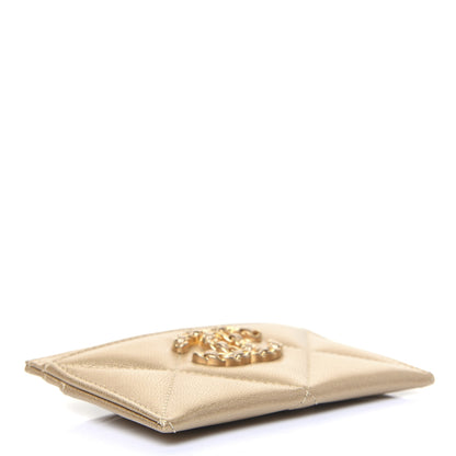 Chanel Metallic Goatskin Quilted Chanel 19 Card Holder Gold 4 of 9