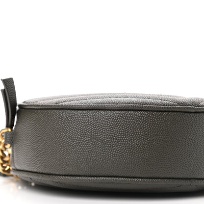 Saint Laurent Grain De Poudre Matelasse Chevron Quilted Round Vinyle Camera Bag Pebble 6 of 7