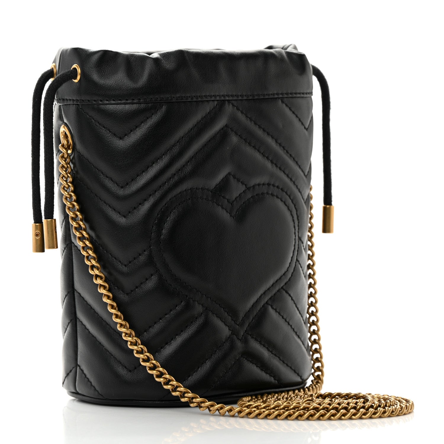 Gucci Calfskin Matelasse Mini GG Marmont 2.0 Bucket Bag Black 3 of 12