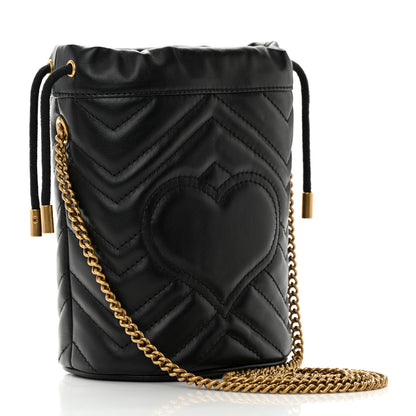 Gucci Calfskin Matelasse Mini GG Marmont 2.0 Bucket Bag Black 3 of 12